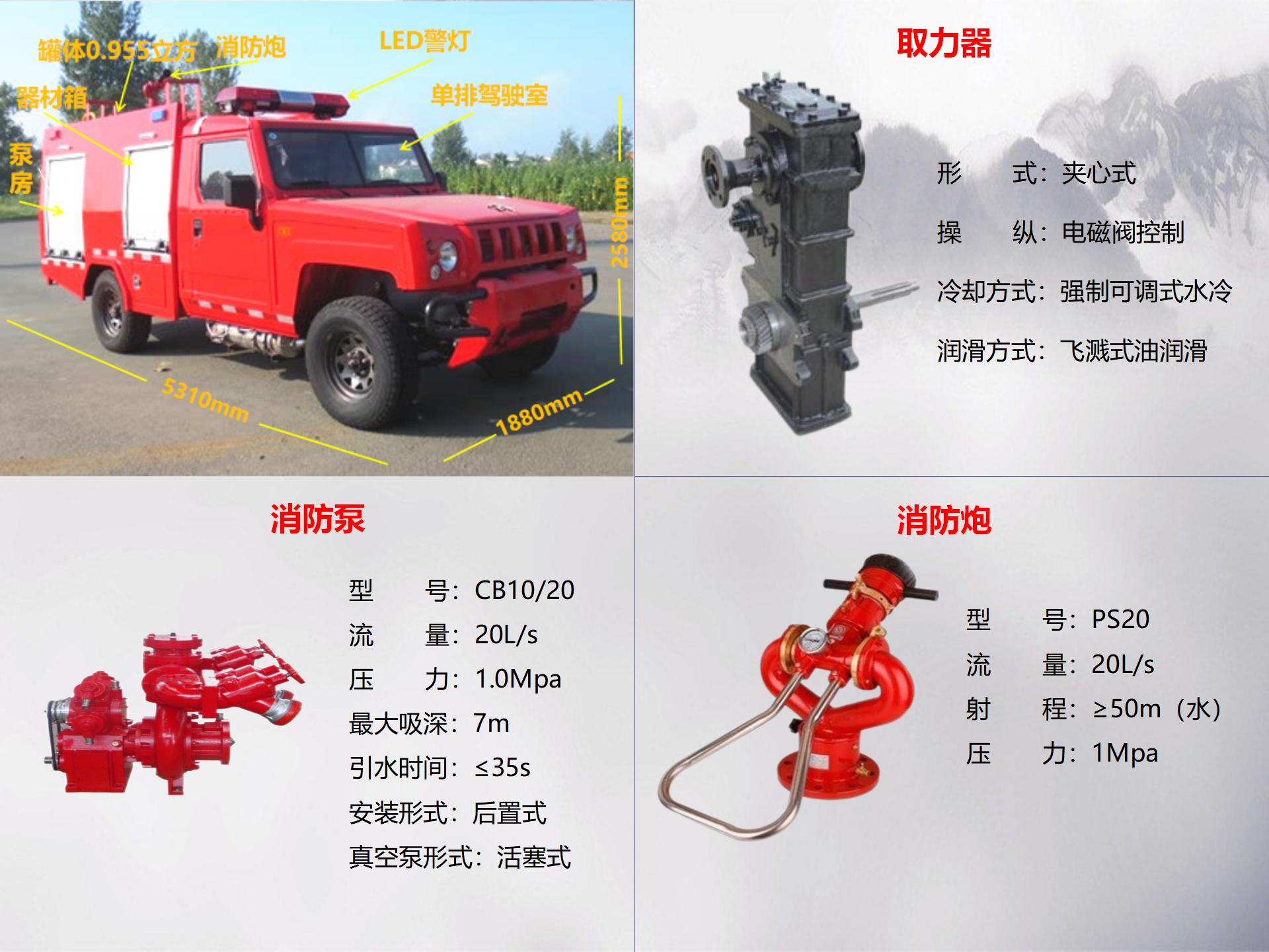 四驱勇士1吨水罐消防车