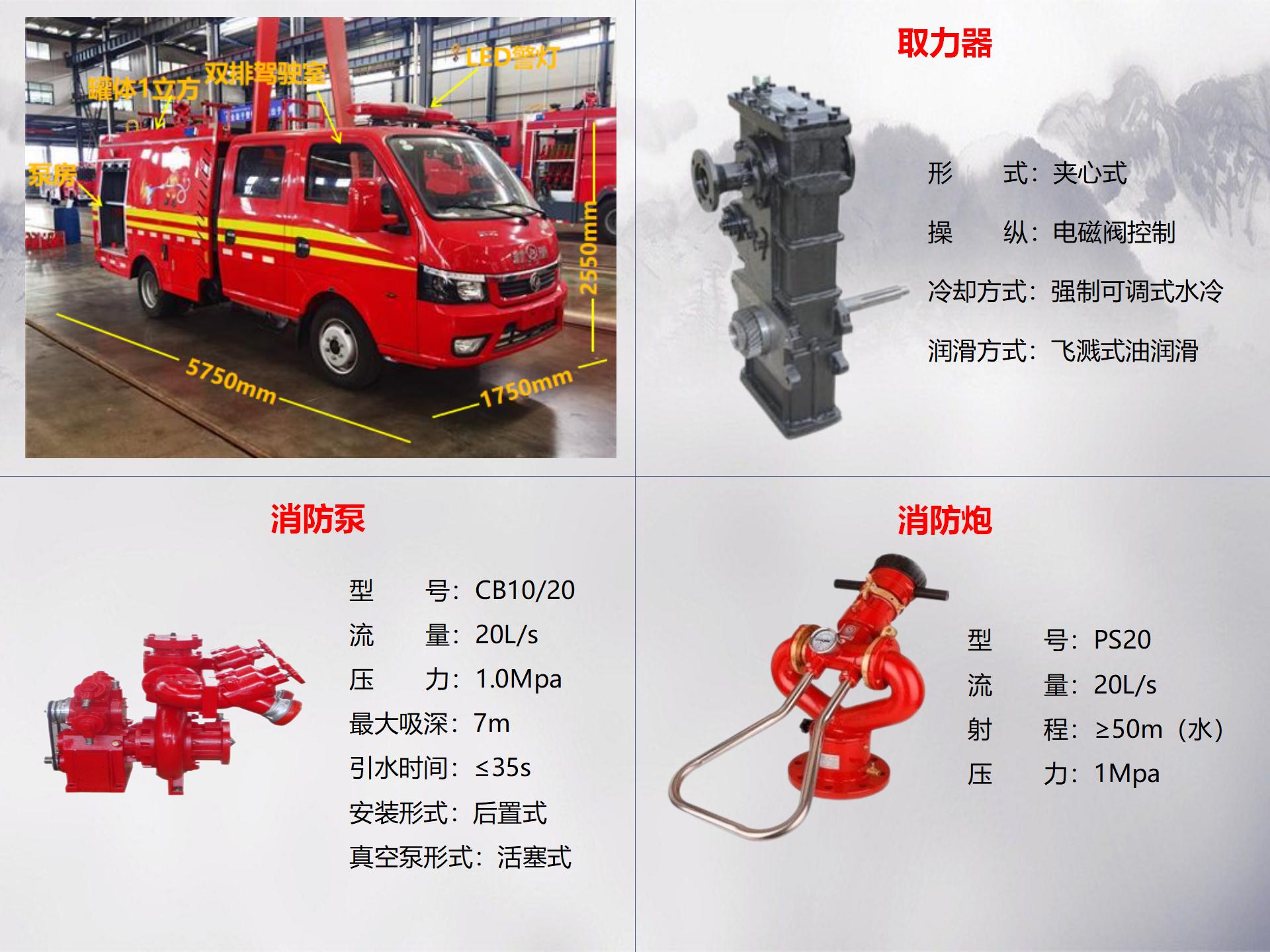 东风双排1吨蓝牌水罐消防车