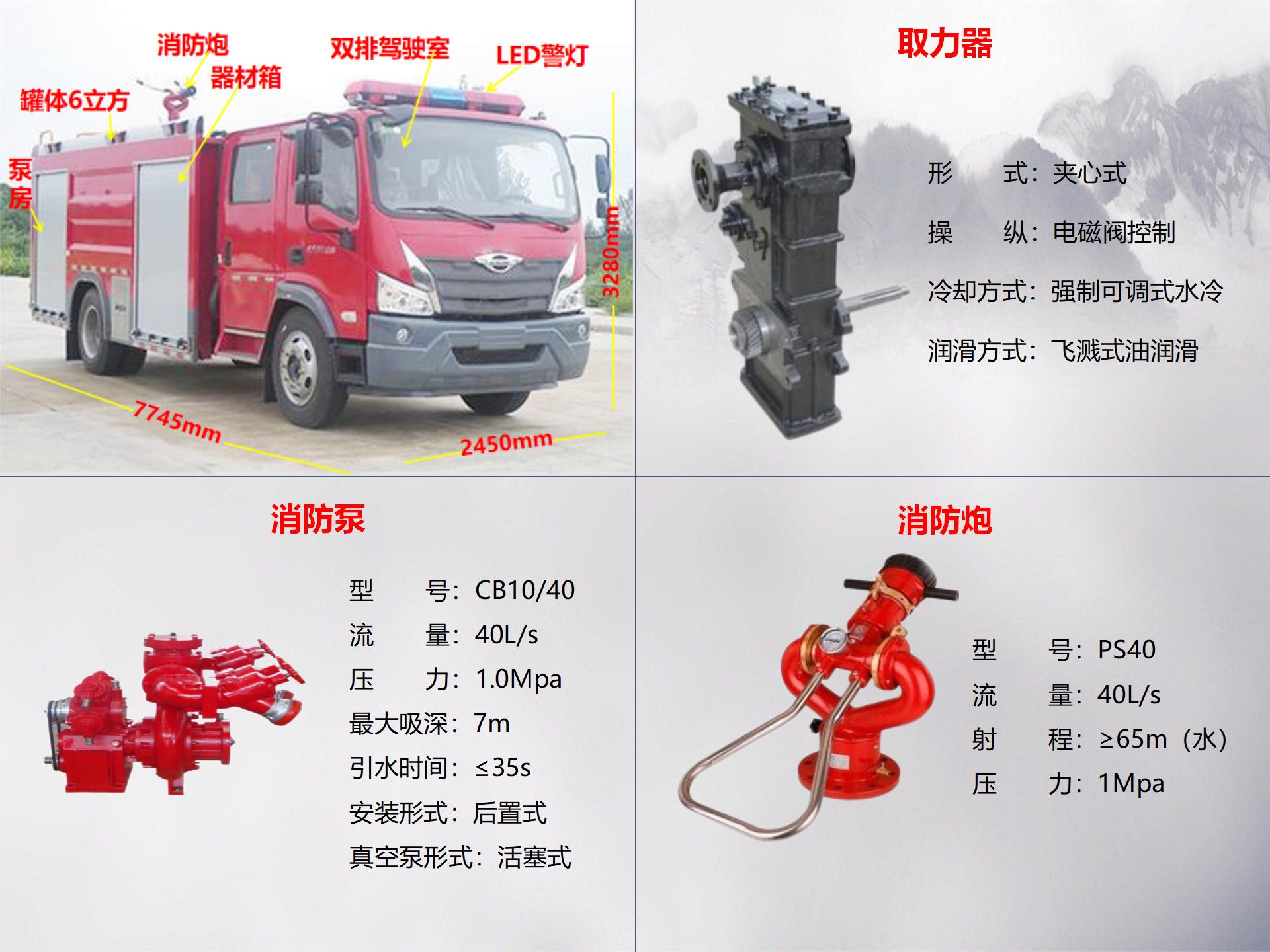 福田6吨水罐消防车